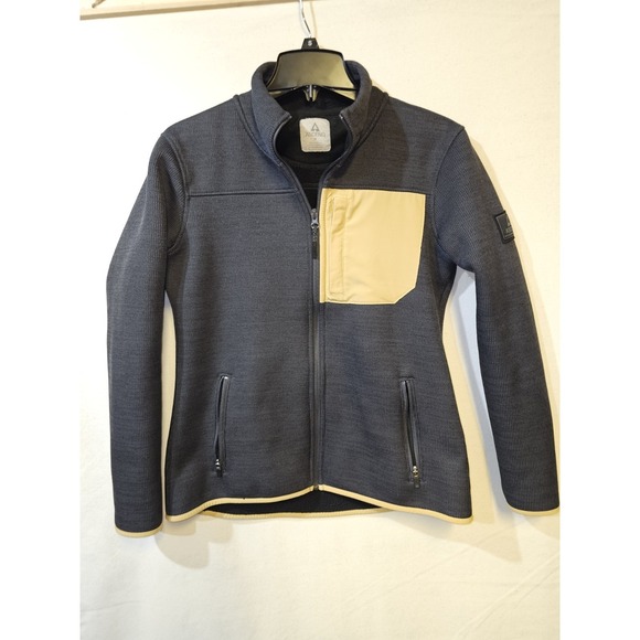 Ascend Jackets & Blazers - Ascend Women's Dark Gray & Tan, Full Zip Fleece, Jacket, Light Weight, Size M